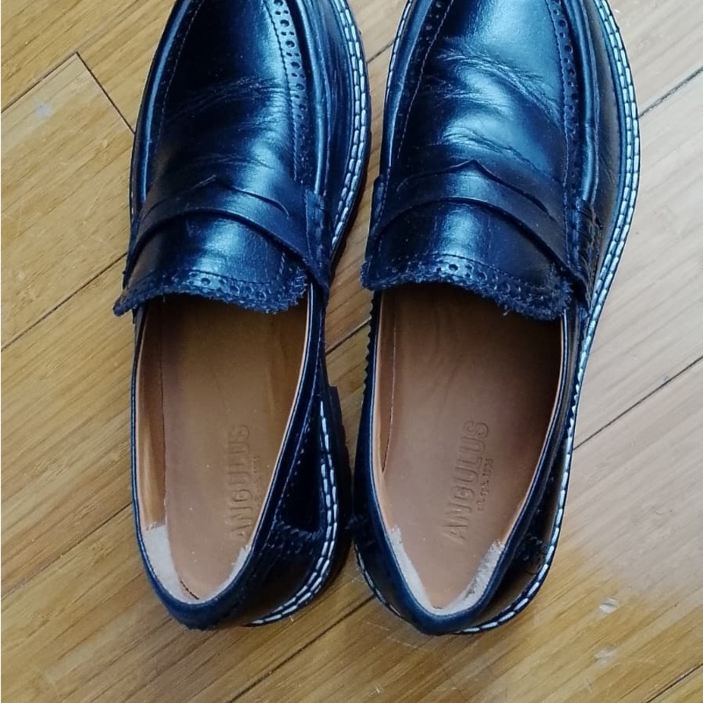 Angulus Women's Dark Leather Loafers